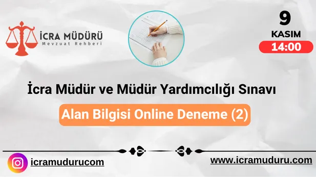 İcra Müdür ve Müdür Yardımcılığı Sınavı Online Deneme 2